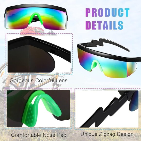 Retro Semi Rimless Sunglasses 3 Pairs Bright Color Unisex Trendy Accessories - Picture 3 of 6